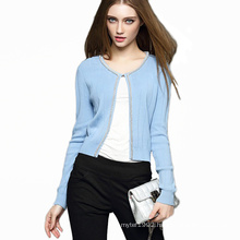 Western design cotton long sleeve women knitted blue no button cardigan sweater